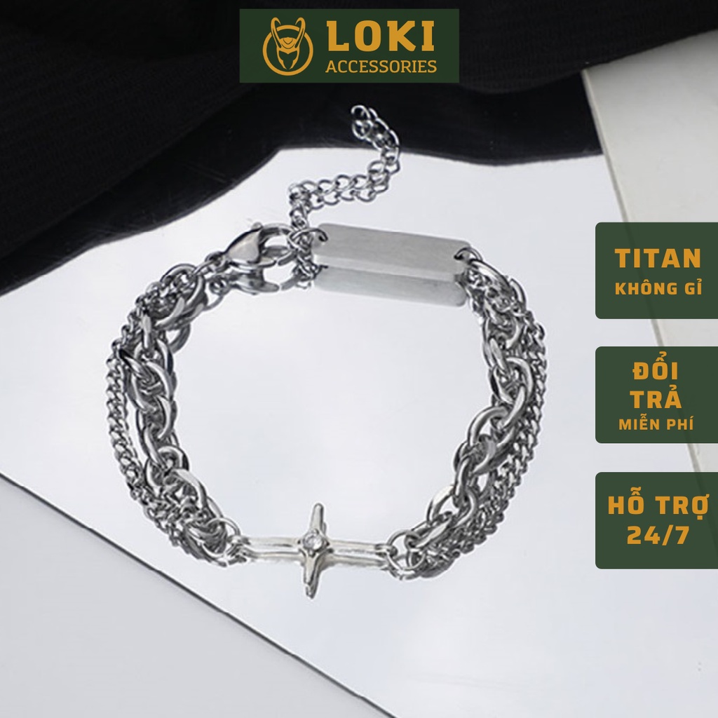 Vòng Tay Nam Lắc Tay Unisex Thời Trang Đeo Tay Nam Nữ Basic Loki Accessories Màu Bạc Đen - Vòng Tay ENCHANTED