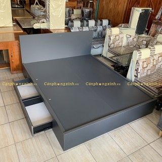 [Freeship HCM] Giường ngủ màu Xám chì, Đen gỗ cn MDF 2 hộc kéo CPX-G34