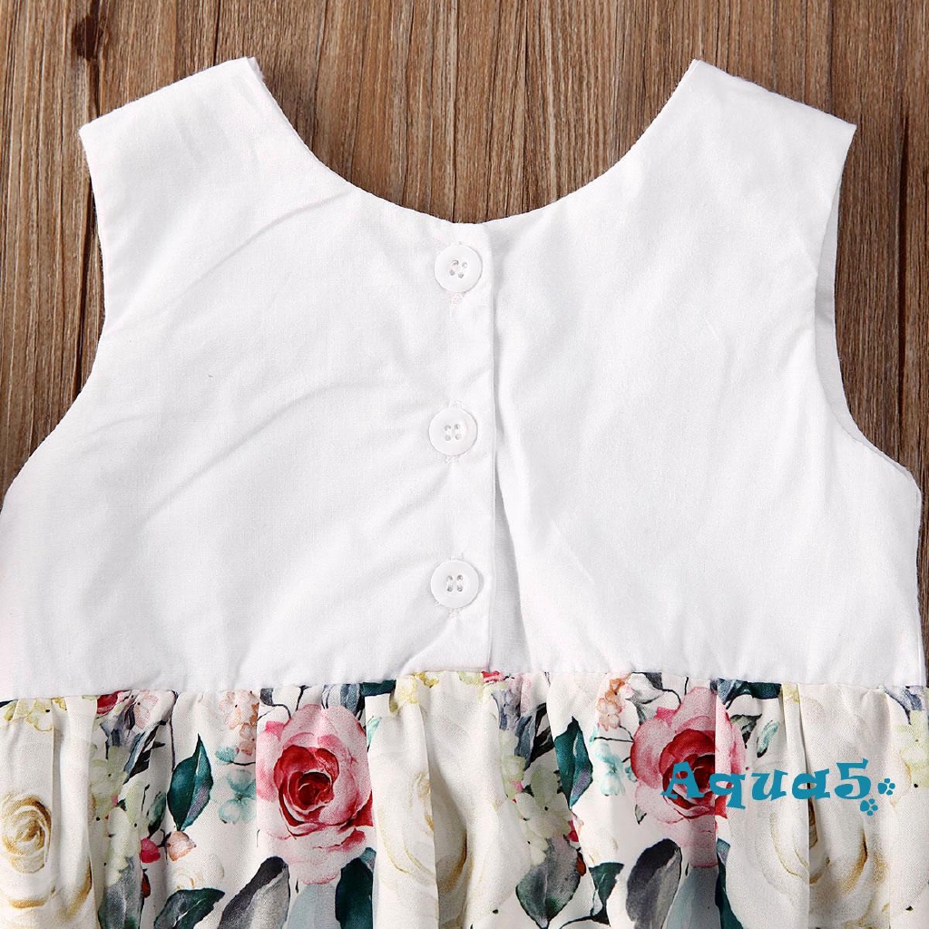 ✿ℛFashion Children´s Clothing Rabbit Print Sleeveless Round Neck Dress