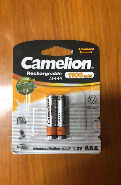 Pin Sạc Camelion 1100mAh AAA . 1 , 2V ( Vàng / vỉ 2 viên )