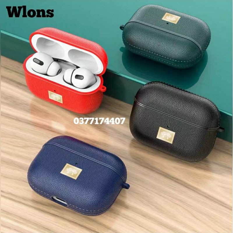 Bao da Wlons cho tai nghe Airpod Pro vân da siêu đẹp - Tặng móc treo