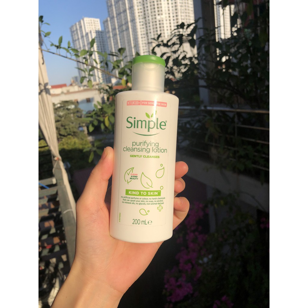 [TOP 1 SHOPEE] Sữa tẩy trang dịu nhẹ Simple Kind To Skin Purifying Cleansing Lotion 200ml (Bill Anh)