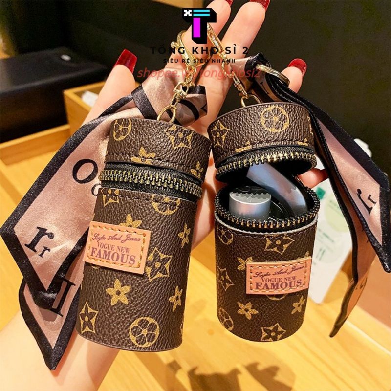 Móc khóa túi trống L.V khóa kéo đựng đồ đẹp sang trọng