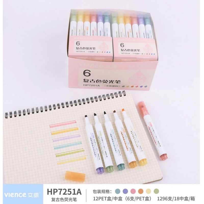 Bút VIENCE MORANDI dạ quang highlight ruột bút nhiều màu gel pastel đẹp bền tiện lợi ghi note như bút nhớ