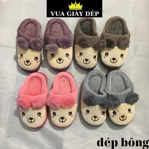 Dép bông đi trong nhà cho bé trai gái hình gấu cute ấm áp size từ 23 đến 29