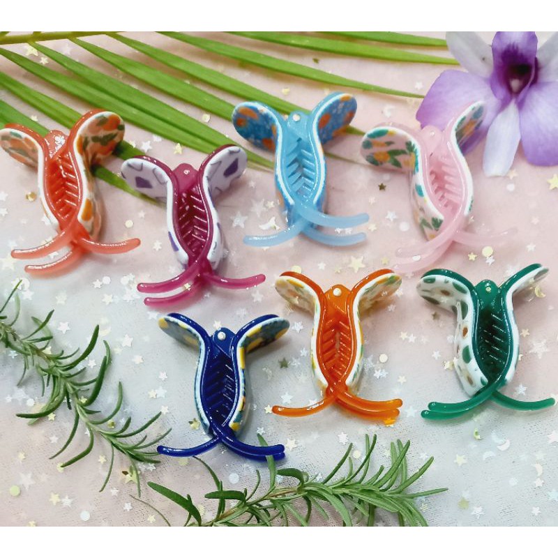 Kẹp Tóc Càng Cua 3 Răng Tròn Hoa Trái Hàng Thái Bền Đẹp