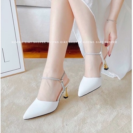 Giày sandal nữ đính đá gót nhọn 7cm đủ 3 màu mã M13