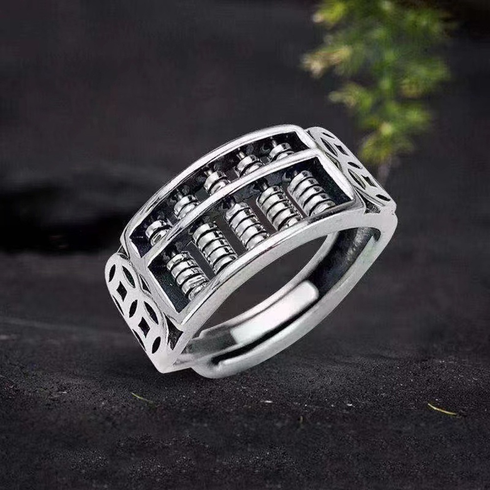Nhẫn Hở Khắc Hình Bàn Tính May Mắn Thời Trang Cho Nam Nữ Yanqueens Quà tặng trang sức
