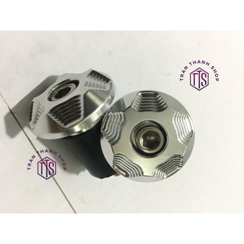 Gù tay lái xe máy NHÔM CNC - TTS01 (Trắng ánh kim )