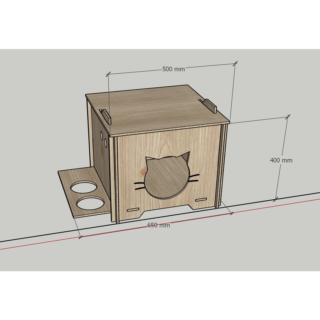 Nhà gỗ cho mèo Pet house cửa mặt mèo Gỗ MDF 9mm Phủ melamin màu mẫu 1