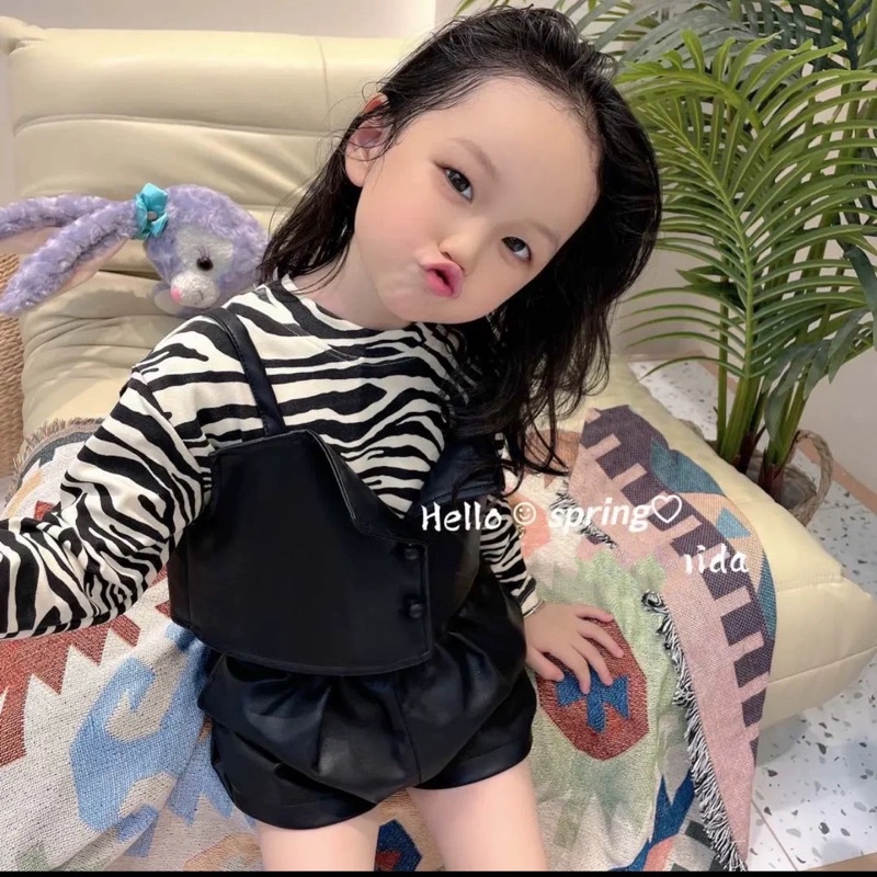 Set da áo vằn 3 chi tiết cho bé gái