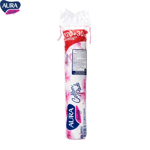 Combo 5 Bông Tẩy Trang Aura 100% Cotton Mềm Mịn 150 Miếng