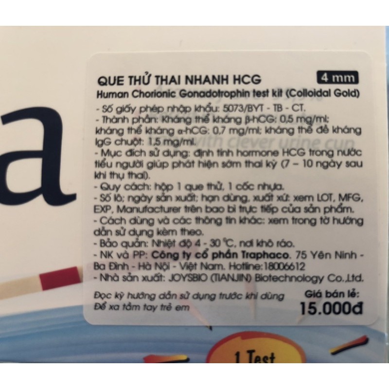 QUE THỬ THAI ALLISA TRAPHACO