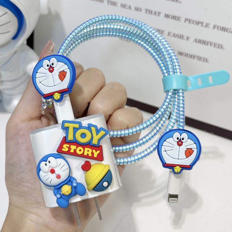 Phù Hợp Phụ Kiện Bảo Vệ Dây Cáp Sạc Nhanh Hình Doraemon Dễ Thương Cho iPhone