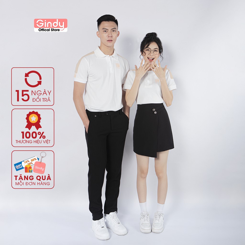 Áo thun phông polo GINDY cổ bẻ nam nữ thời trang unisex basic tay ngắn chất cotton thoáng mát A7114-A7113