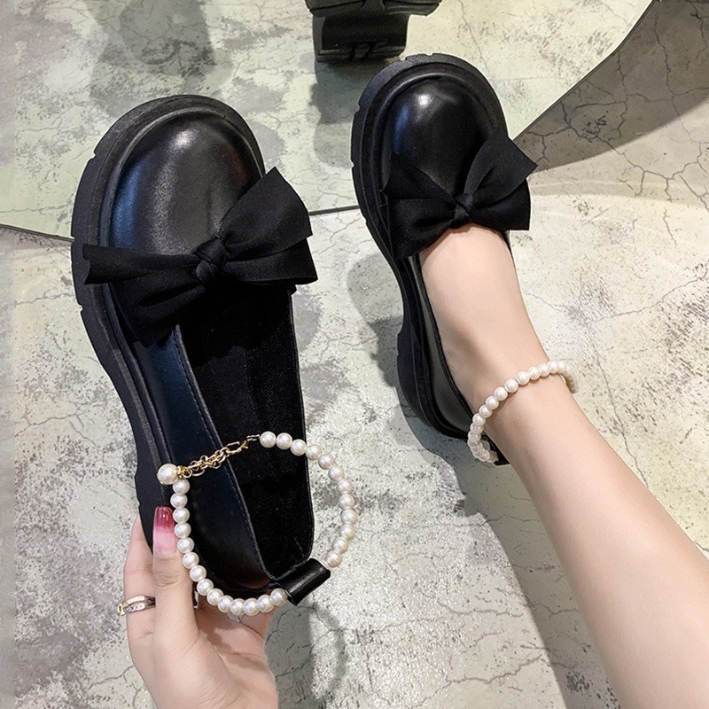 Giày Lolita Nữ Quai Ngọc Mũi Nơ, Giày Búp Bê Nữ Phong Cách Hàn Quốc FLOWER G14 - nguyentrang239