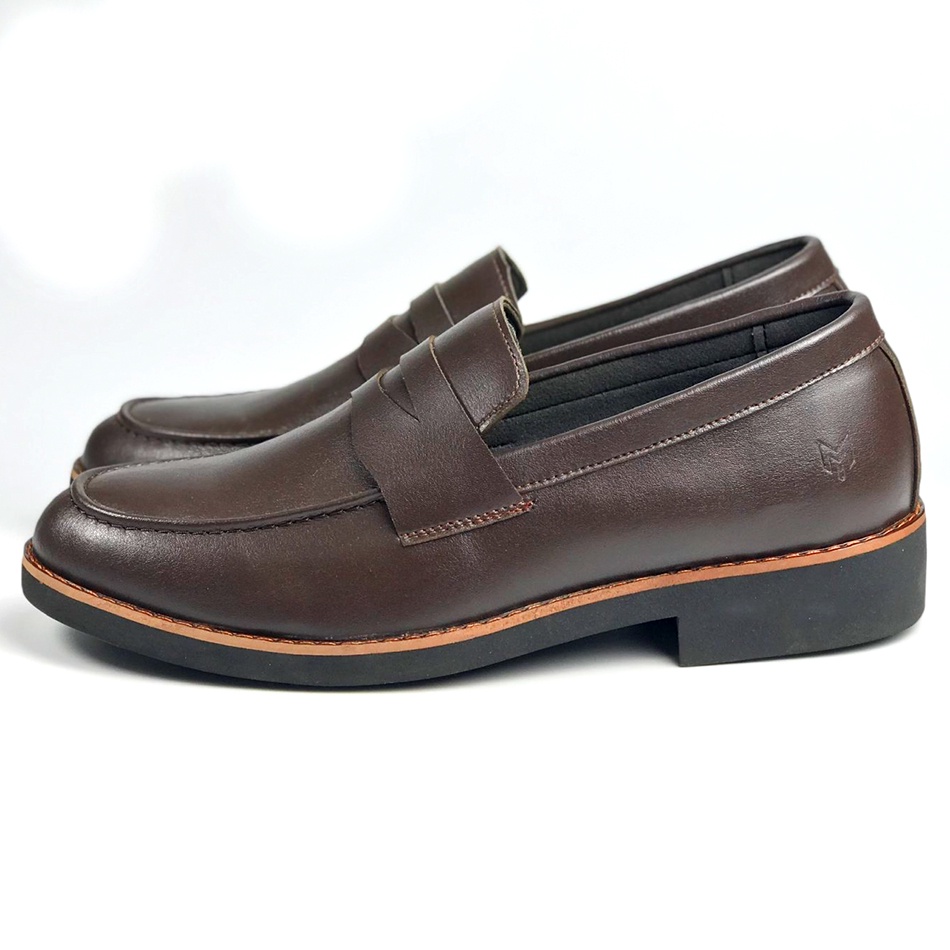 Giày lười tây loafer penny MAD brown công sở lười nam da bò cao cấp nhập khẩu phong cách hàn quốc