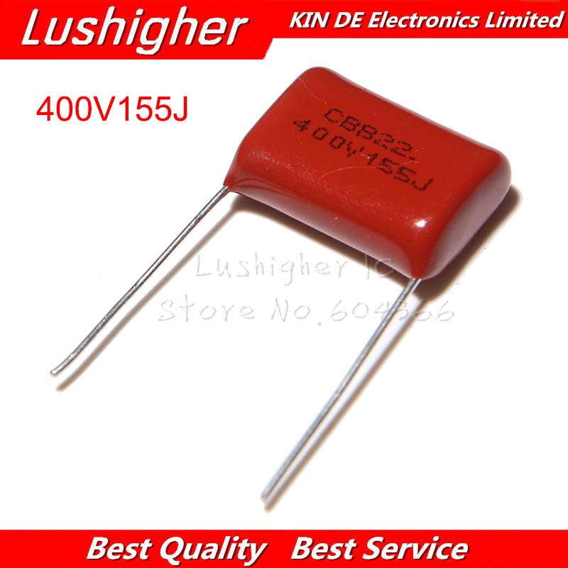 10PCS 400V155J 1.5UF Pitch 20MM 400V 155 155J 1500nf CBB Polypropylene Film Capacitor