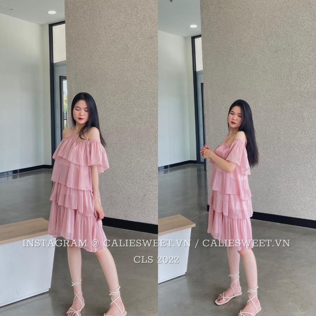 Đầm maxi cổ yếm Caliesweet váy maxi đi biển chất đũi tơ cao cấp CLS018
