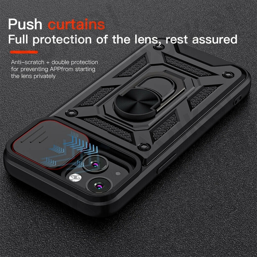 Ốp Điện Thoại Cứng Kiểu Giáp Chống Sốc Kèm Giá Đỡ Kim Loại Xoay Tròn Cho iPhone 12 11 13 Pro Max Xr Xs Max X