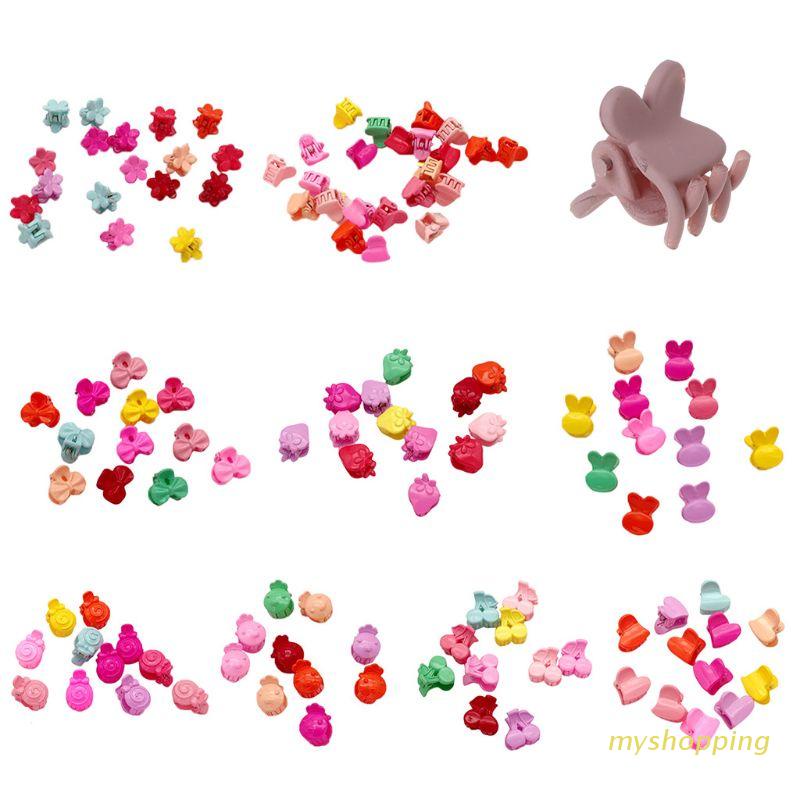 Kẹp tóc nhựa mini hình hoa/trái cây/thỏ dễ thương kèm răng 10 kiểu cho bé gái