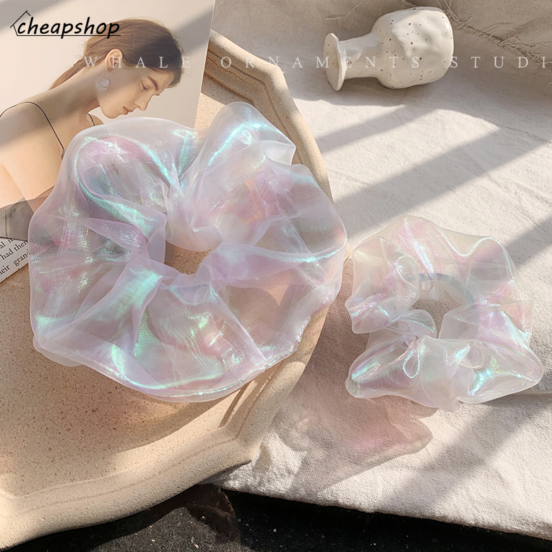 iF YOU INS Cúc Scrunchies Dây Buộc Tóc Hoa Cột Tóc Scrunchie Hologram