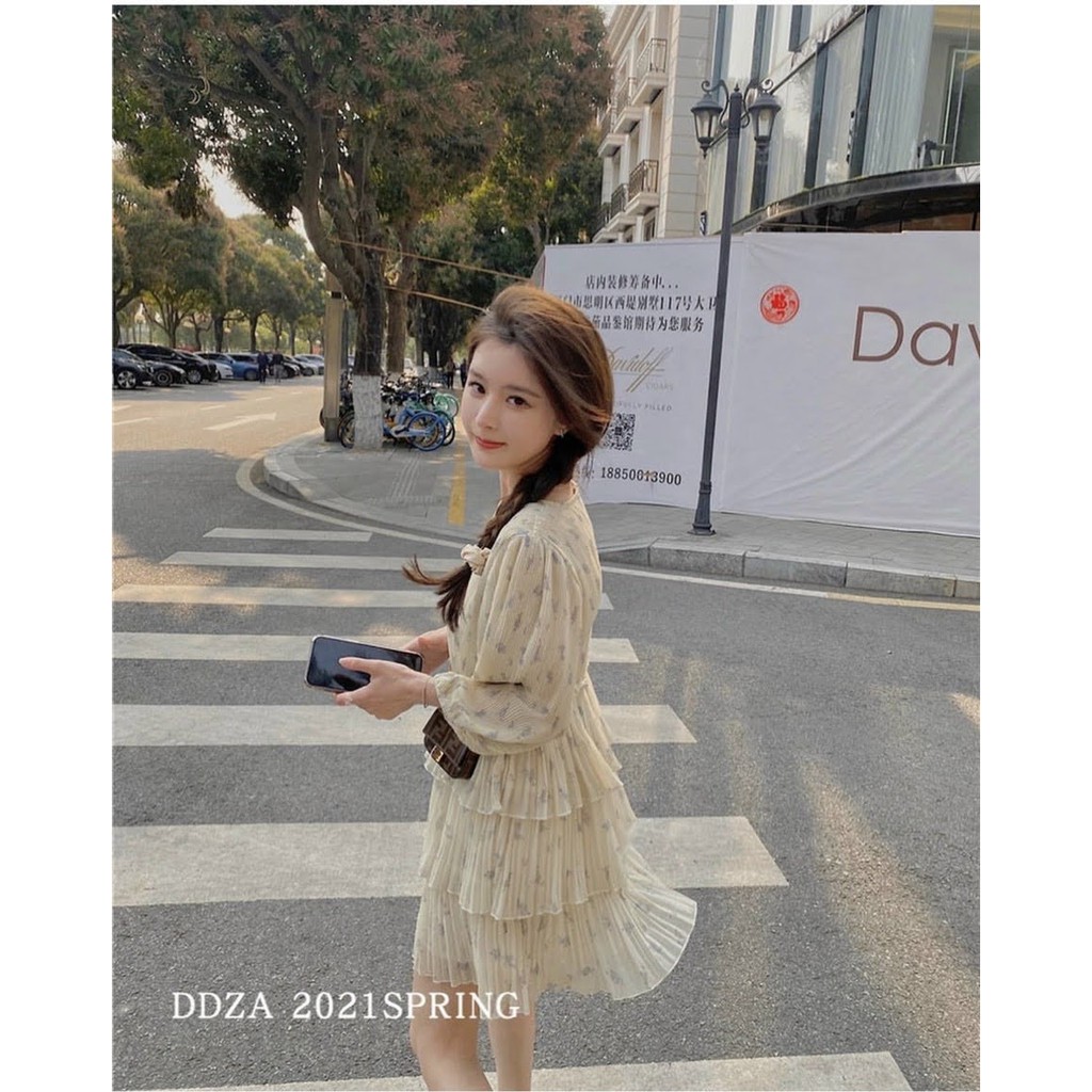 🎁🎁 Đầm tầng hoa nhí xếp ly