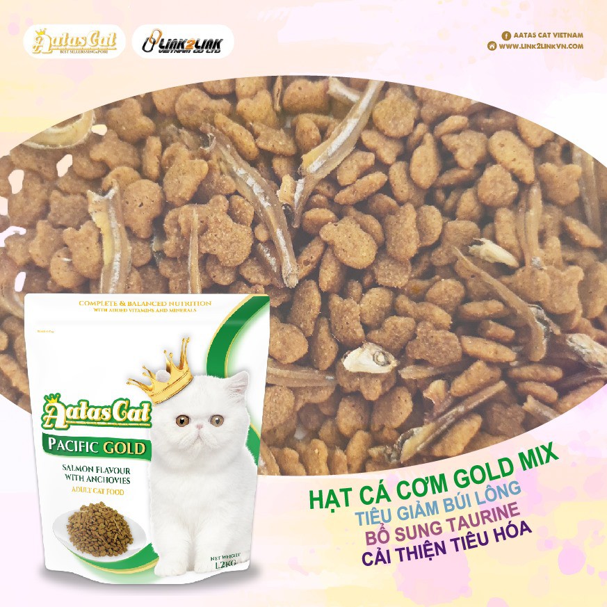 [1.2kg] Hạt Aatas Cat Gold & Delight Chứa Cá Cơm Sấy Cho Mèo
