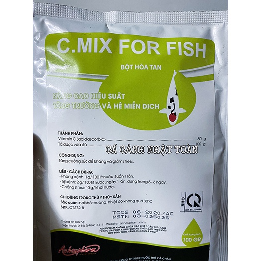 VITAMIN C MIX FOR FISH HÒA TAN TĂNG ĐỀ KHÁNG CHO CÁ CẢNH ACPHARNO 100G