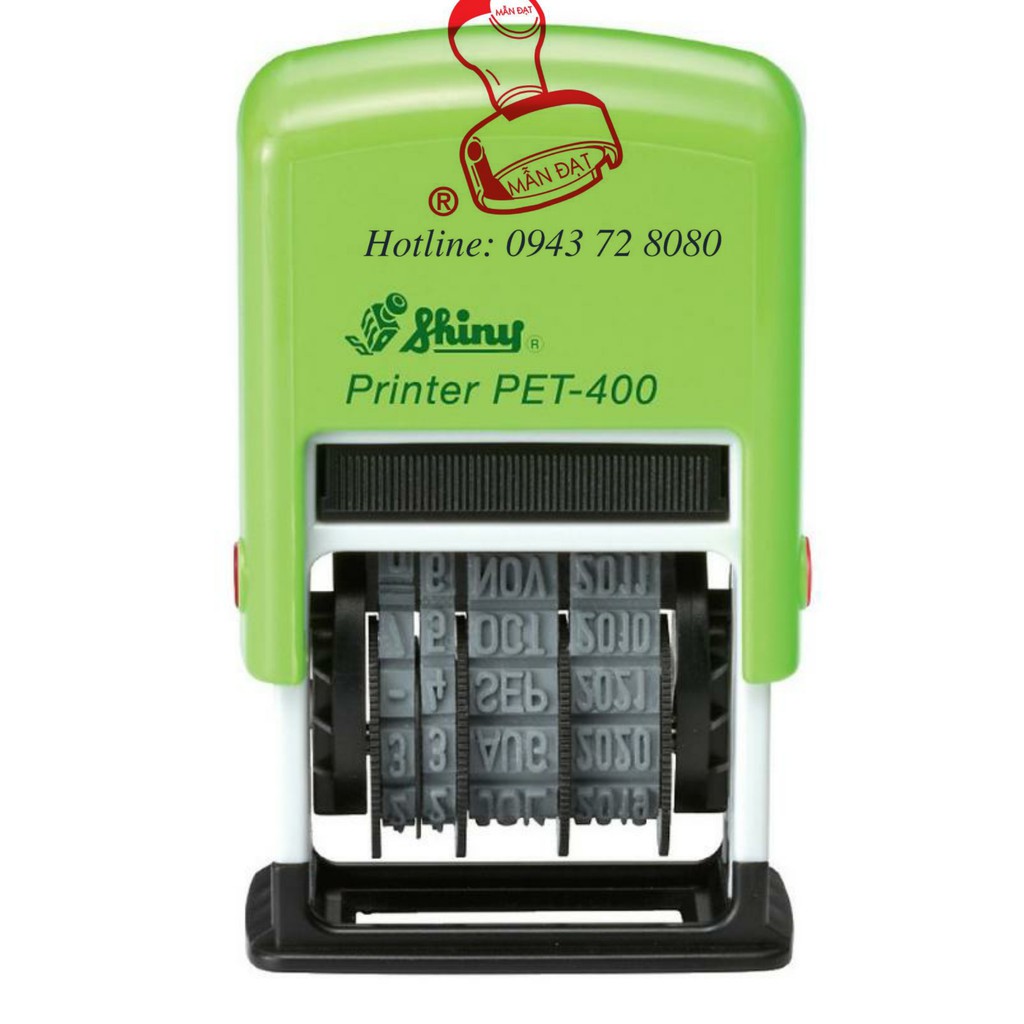 DẤU SHINY PET 400 LIỀN MỰC, ĐÓNG NGÀY THÁNG NĂM, NSX -HSD