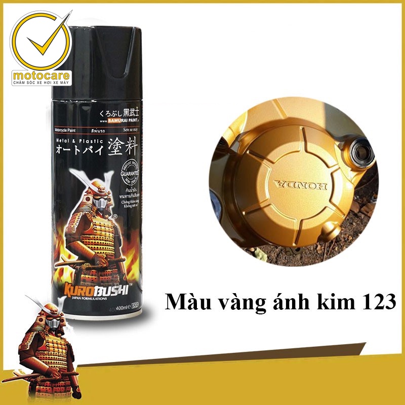 Samurai 123 - Bình sơn xịt sơn xe máy màu vàng ánh kim.
