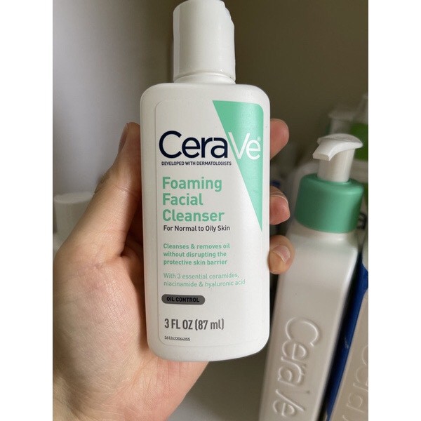 Sữa rửa mặt cerave foaming facial cleanser cho da dầu mụn nhạy cảm 88ml - 236ml - 473ml