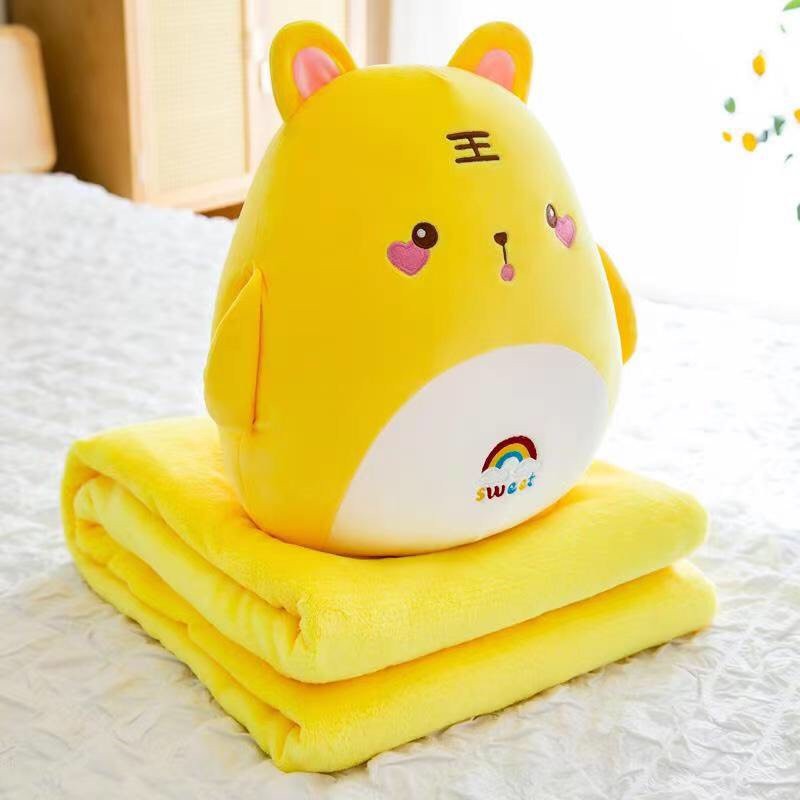 Bộ chăn gối văn phòng gấu bông Khủng long, Thỏ, Heo, Cún, Vịt  nhiều màu 3in1(#Gôi_Chăn_Ủ Tay)