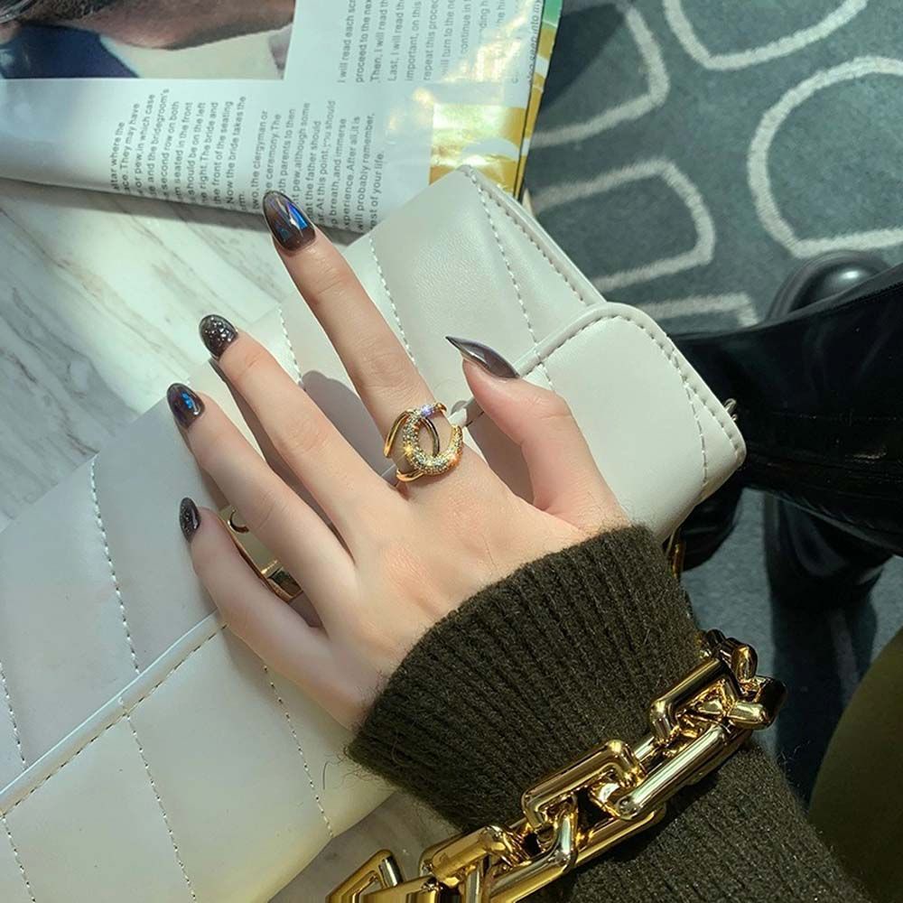 Nhẫn hở đính đá zircon phong cách Hàn Quốc tinh tế thời trang cho nữ