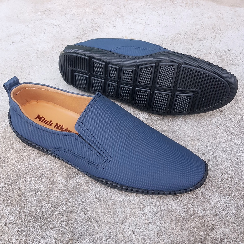 Giày lười nam da bò mẫu mới nhất 2022 giày xỏ nam đế bệt cho lái xe ô tô slip on đẹp độc đáo hàng hiệu giá rẻ S-11 xanh