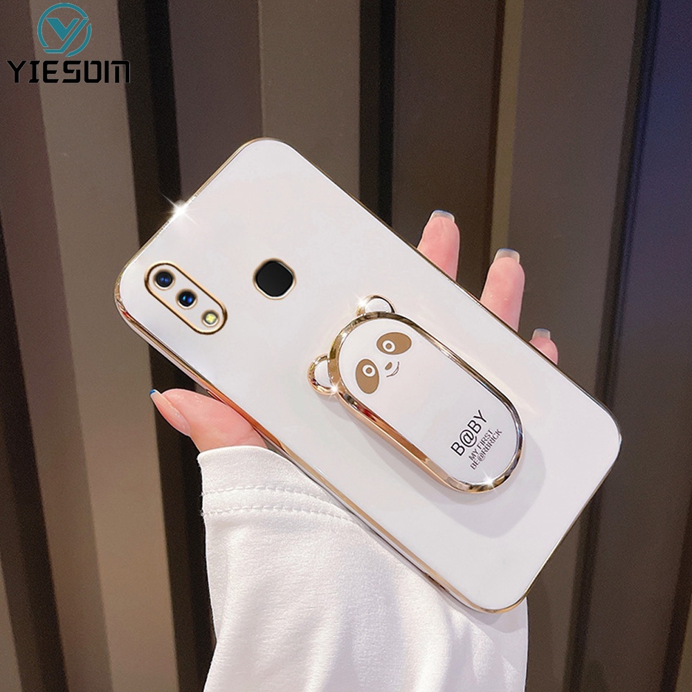 Ốp Điện Thoại Silicon Dẻo Mạ Màu Kèm Giá Đỡ Cho Vivo Y95 Y91 Y93 Y91C Y1S Y50 Y30 Y30i Y71 Y79 Y85 Y66 V9 V7 Plus V5