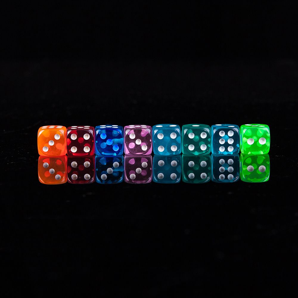 VANES1 10pcs Dice Clear Table Games Board Game Party Playing Transparent Club Cubes Round Corner Gambling/Multicolor