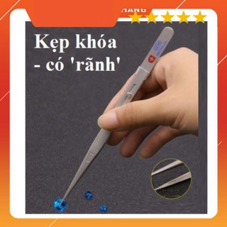 ⛔ Gắp nhíp kẹp đá quy 4 chấu kẹp khóa cài đá quý.