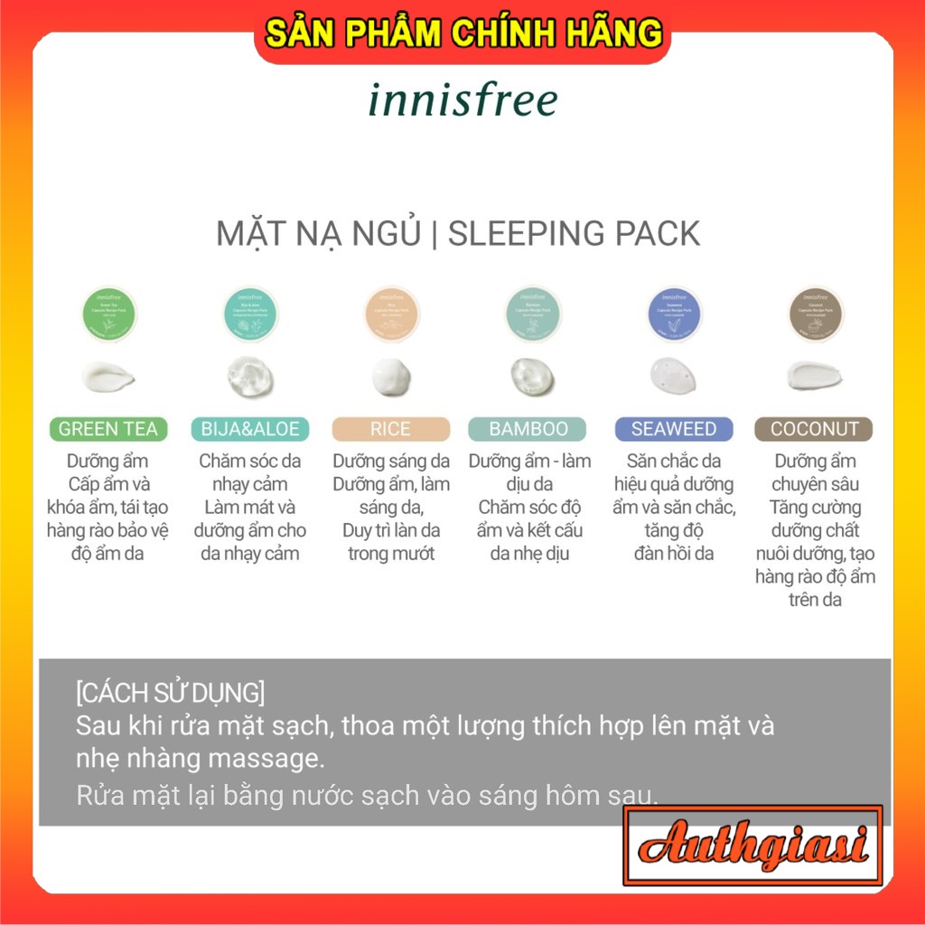 Mặt nạ hũ mini Innisfree Capsule Recipe Pack Mask rửa và ngủ dùng hiệu quả 10ml