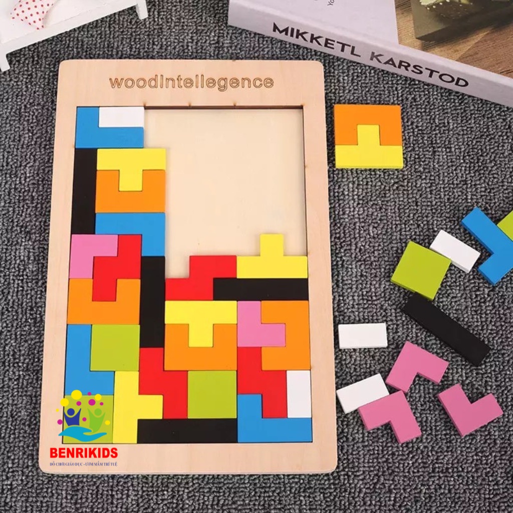 Combo TETRIS Xếp gạch và TRÍ UẨN tangram - Đồ chơi trí tuệ size đại hàng chuẩn cho bé