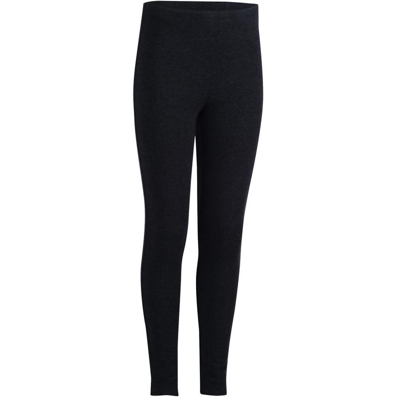 Quần legging ấm để tập gym cho bé gái 100 - xám Decathlon Domyos