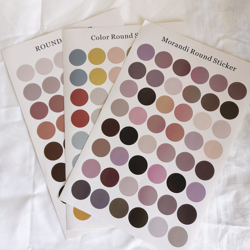 Sticker Tròn Palette Emoji Màu Dán Sổ Tay Decor Trang Trí Tường Aesthetic