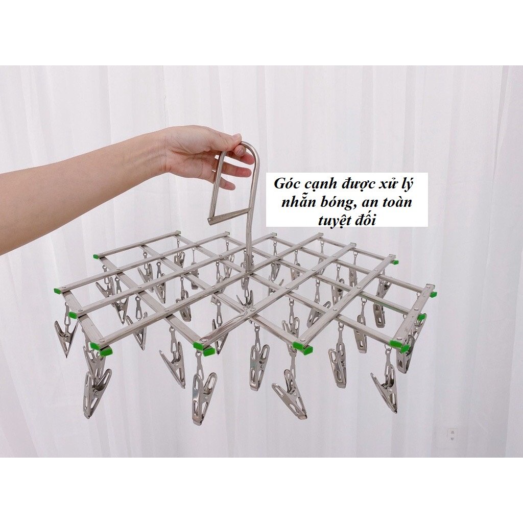 Móc Phơi Đồ Inox 35 Kẹp /16 Kẹp - Móc Chùm Inox