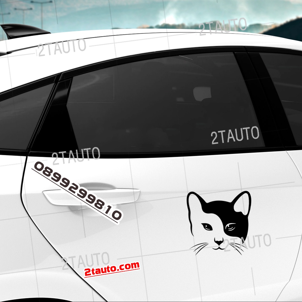 Tem decal HÌNH CON MÈO dán xe nhiều kích thước, chống thấm nước, logo CHÚ MÈO dán trang trí ô tô xe hơi - MẪU 7