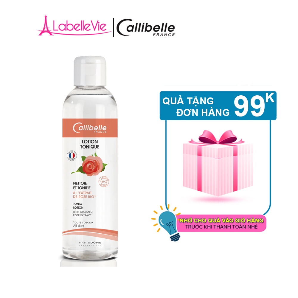 Nước hoa hồng hữu cơ Callibelle dưỡng da, tái tạo da và se khít lỗ chân lông 250ml