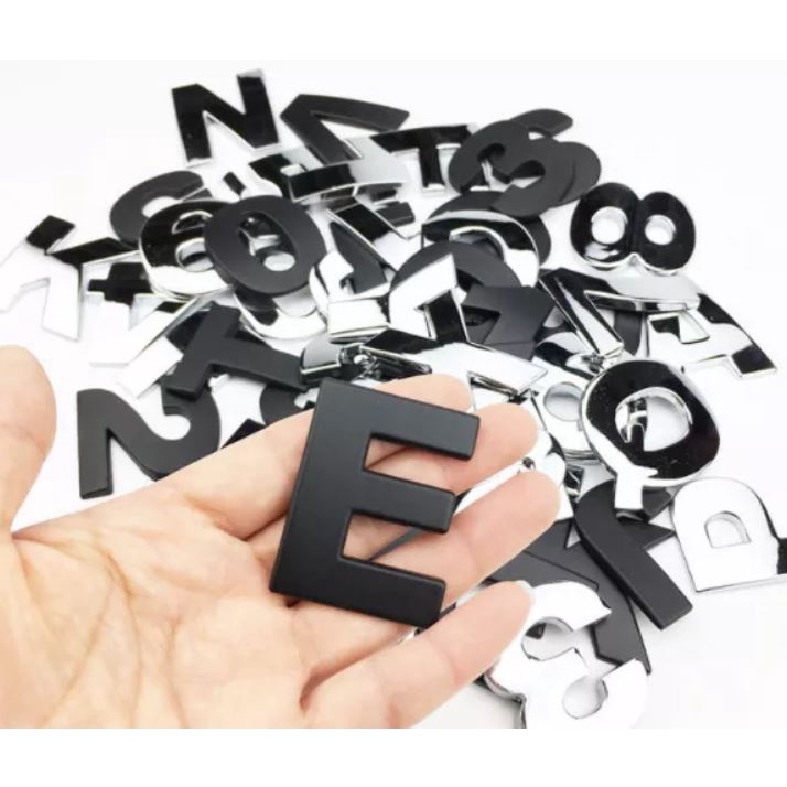 Chữ Và Số Kim Loại Trang Trí Xe Ô Tô - Chữ Nổi Có Kèm Theo Keo 3M Dán Xe Hơi