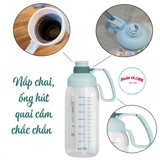 Bình nước thể thao có ống hút 1800ml, Bình đựng nước đi tập gym, đi học, đi làm có quai cầm tiện lợi – Buôn rẻ 01364