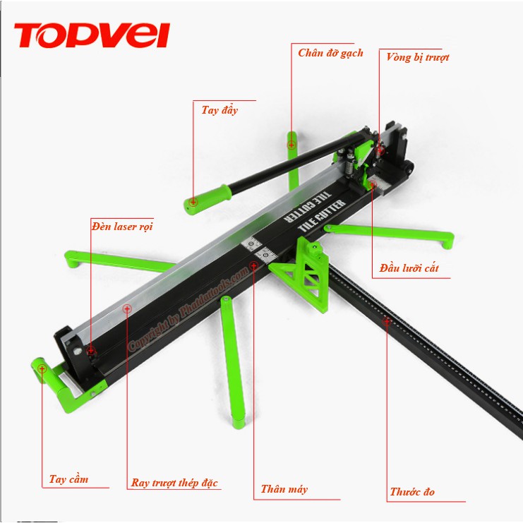 Máy cắt gạch tay đẩy TOPVEL 800 Xanh