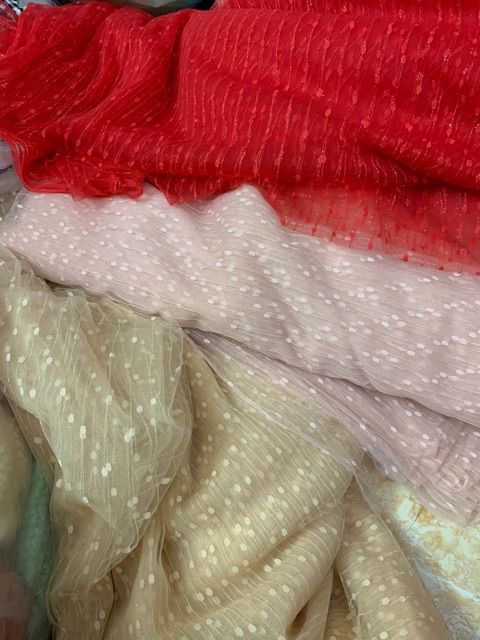 Vải lưới chấm nhũ