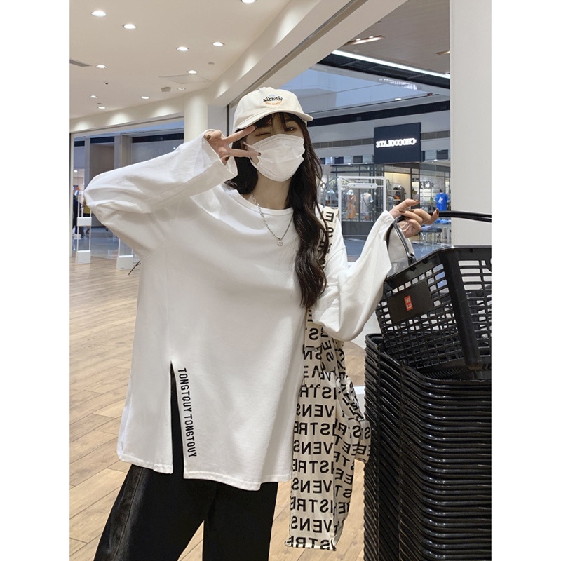 NRVP Áo Thun Nữ Tay Dài 100% Cotton Thời Trang Hàn Quốc